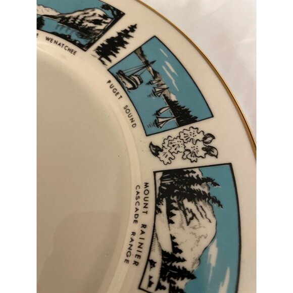 Vintage Seattle Worlds Fair 1962 Souvenir Plate Blue White Space Needle - Picture 11 of 12